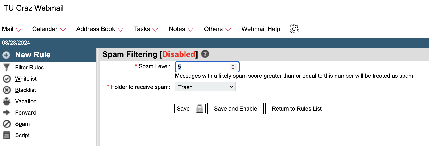 [Spam-Level] [5] Messages with a spam score gr eater or equal to this number will be treated as spam.